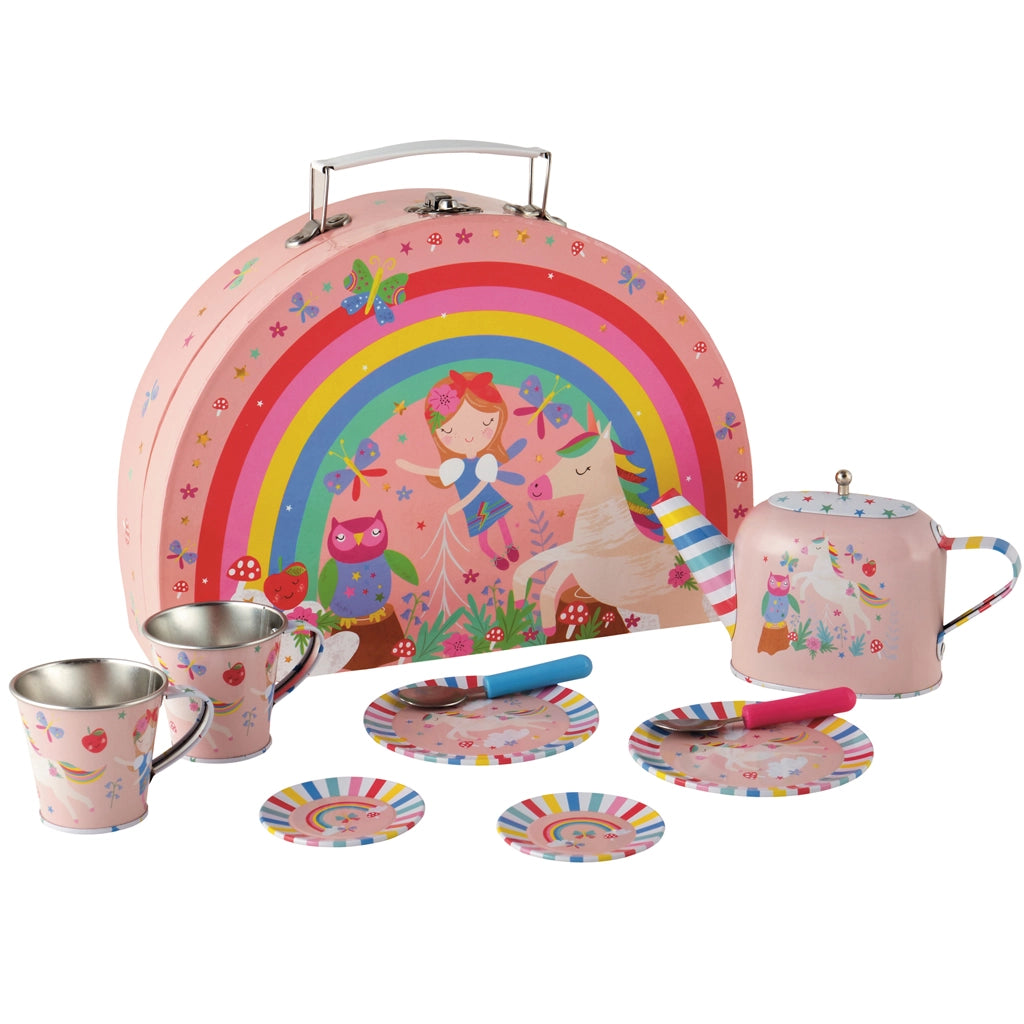 Rainbow Fairy Tin Tea Set is Semi Circle Foiled Case - Floss and Rock
