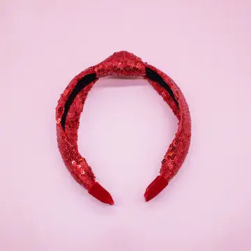 Red Christmas Sequin Knot Headband - Frog Sac
