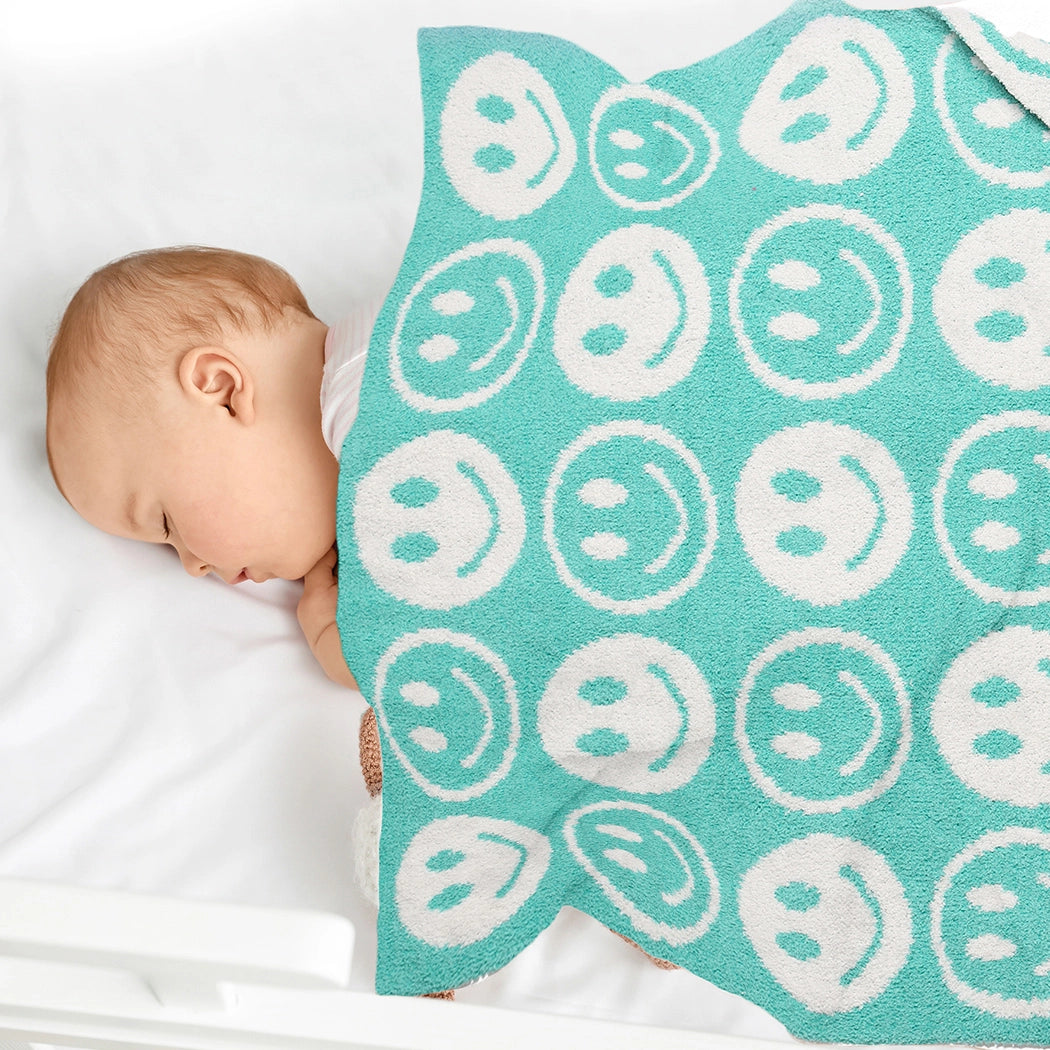 Repeated Happy Face Pattern Kids Throw Blanket
