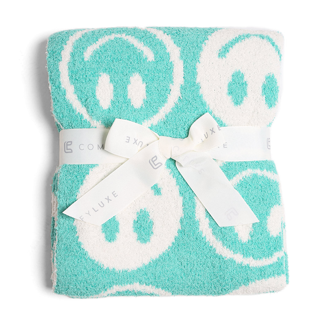 Repeated Happy Face Pattern Kids Throw Blanket