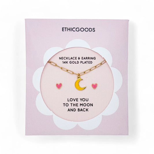To the Moon & Back Kids Necklace and Earring Set - ETHICGOODS