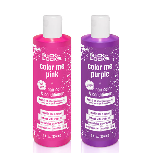 Hair Color & Conditioner - 2-Pack Bundle - Hot Pink & Purple