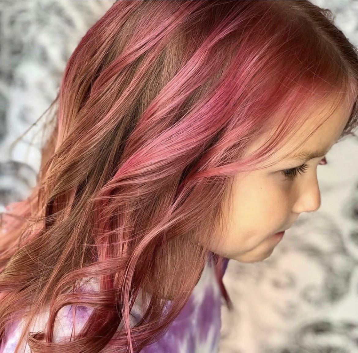 pink highlights in red hair